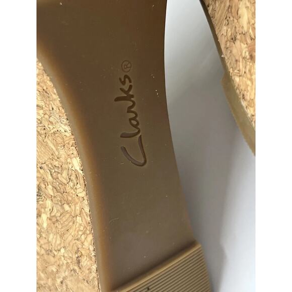 Clarks Women's Annadel Parker Black Suede Cork Wedge Platform Sandal Sz 7.5M New - Picture 12 of 16